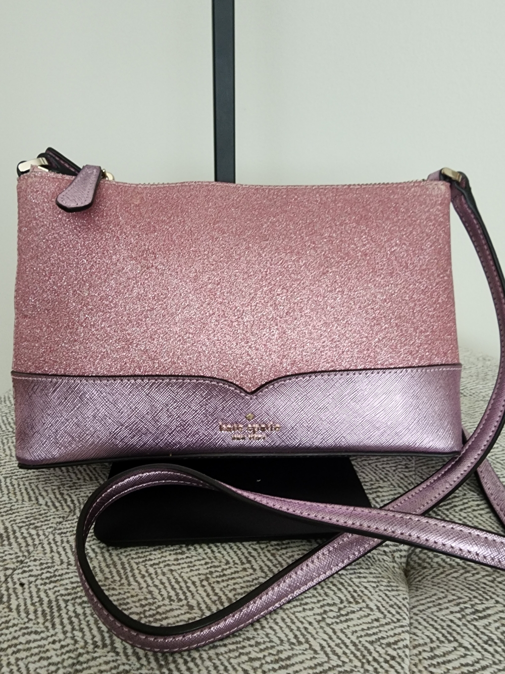 Kate Spade Lola Pink Glitter And Purple Metallic Crossbody Bag